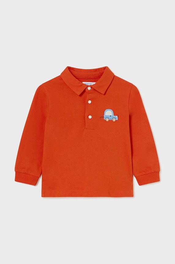 Pamučna polo majica za bebe Mayoral bez uzorka narančasta 2184.3D.Baby.9BYH