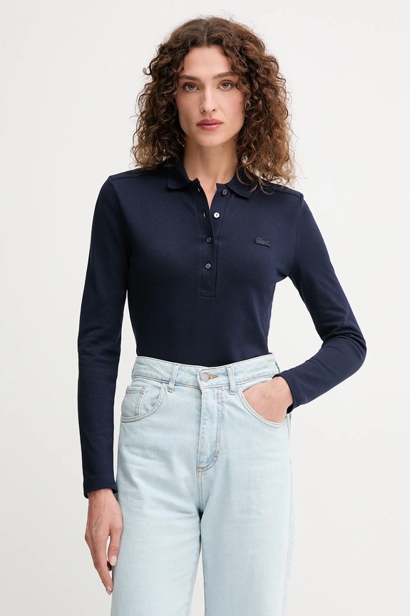 Lacoste camicia a maniche lunghe slim blu navy PF5464