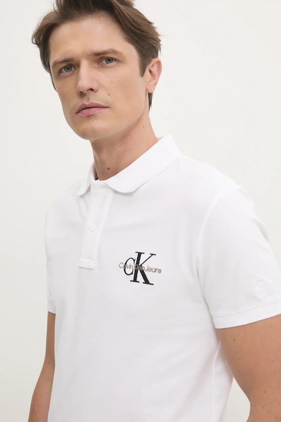 Polo tričko Calvin Klein Jeans bílá J30J325664