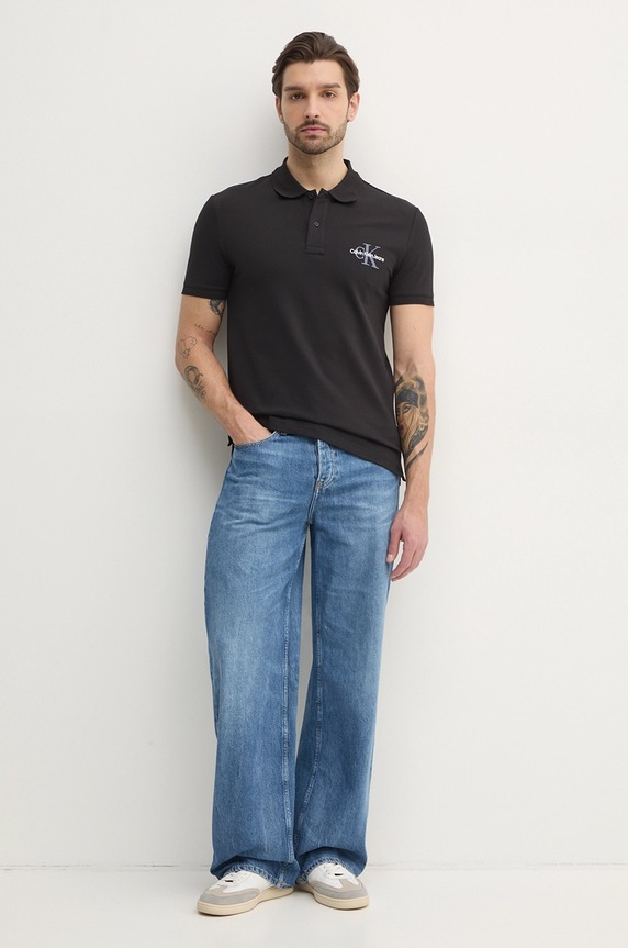 Polo tričko Calvin Klein Jeans J30J325664 černá SS25