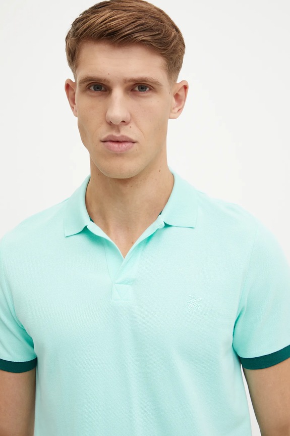 Vilebrequin polo muški pamučni Planet friendly tirkizna PLTAN100
