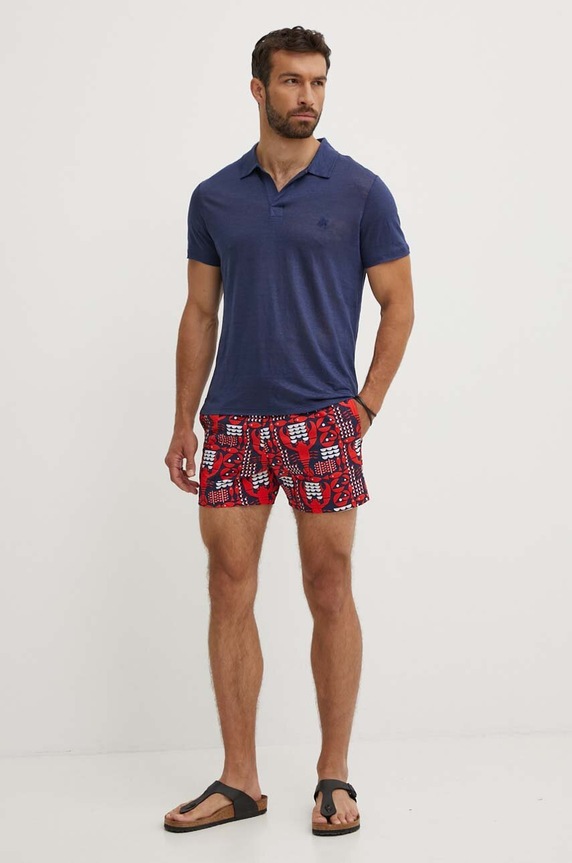 Vilebrequin polo za muškarce od lana PYRAMID PYRE9O00 mornarsko plava AA00