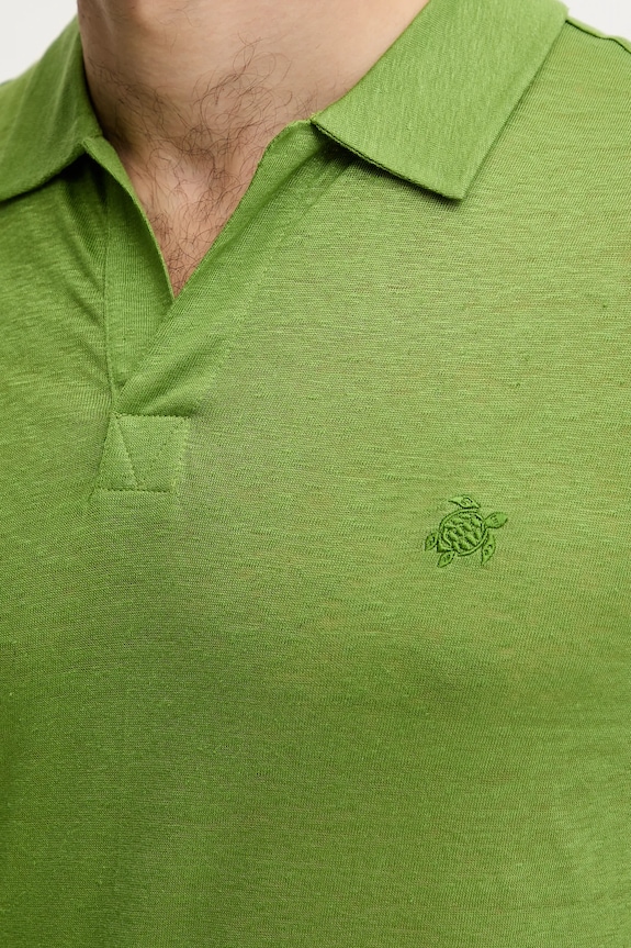 Vilebrequin polo tričko pánske ľanové PYRAMID zelená PYRE9O00