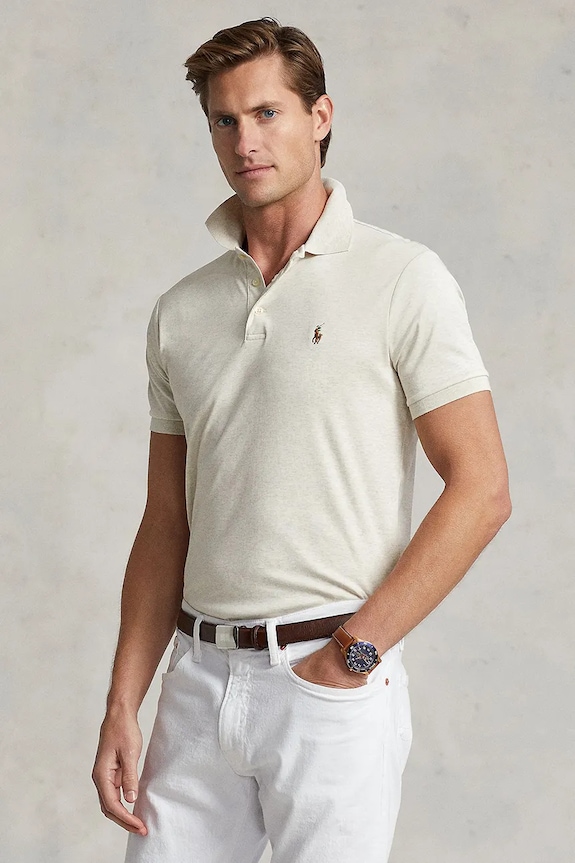Bavlnené polo tričko Polo Ralph Lauren jednofarebný biela 710713130