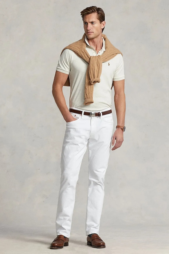 Oblečenie Bavlnené polo tričko Polo Ralph Lauren 710713130 biela