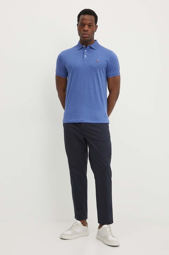Bavlněné polo tričko Polo Ralph Lauren 710713130 modrá AA00