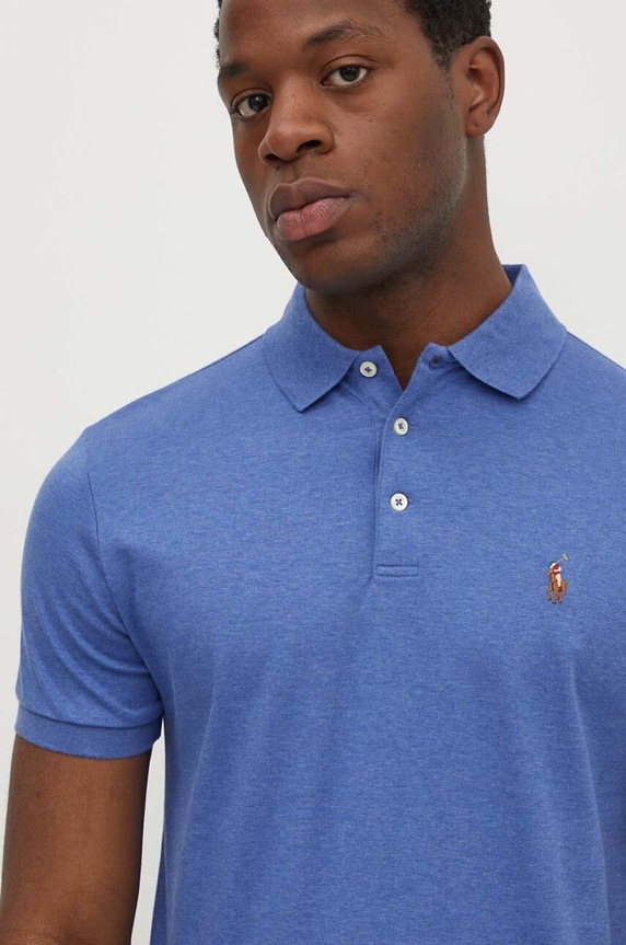 Bavlněné polo tričko Polo Ralph Lauren modrá 710713130