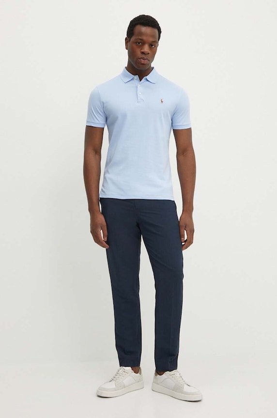 Pamučna polo majica Polo Ralph Lauren 710713130 plava AA00