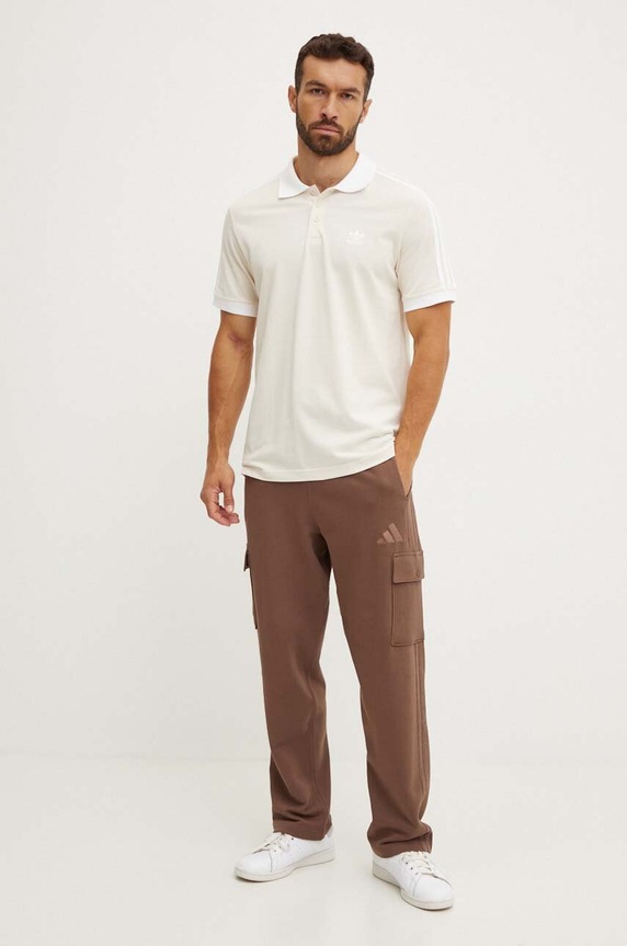 adidas Originals cotton polo shirt Adicolor Classics 3-Stripes IZ3070 beige AW24