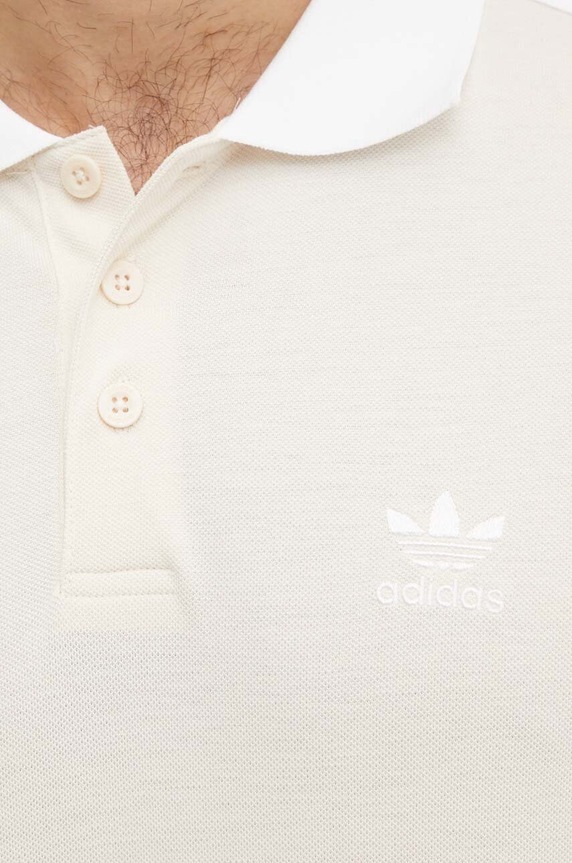 adidas Originals cotton polo shirt Adicolor Classics 3-Stripes IZ3070 beige