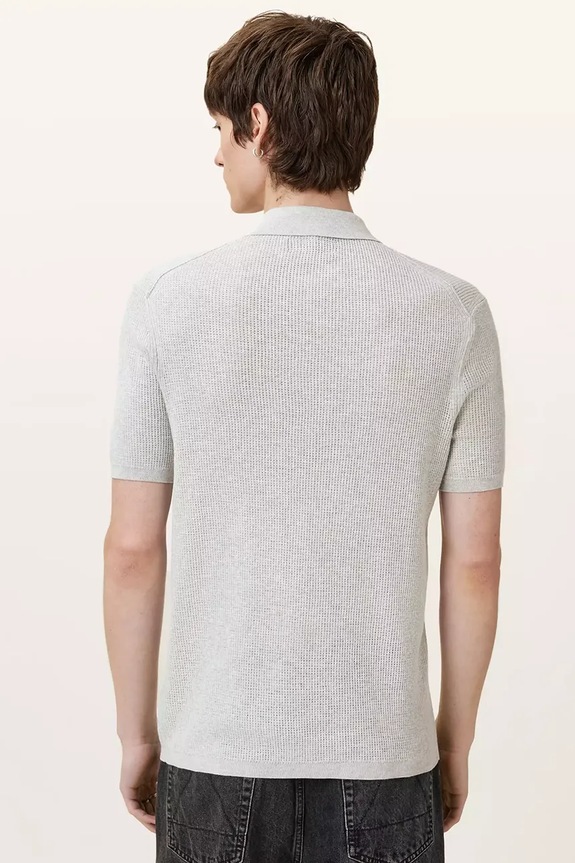 Βαμβακερό μπλουζάκι πόλο AllSaints AUBREY SS M020KA γκρί SS26