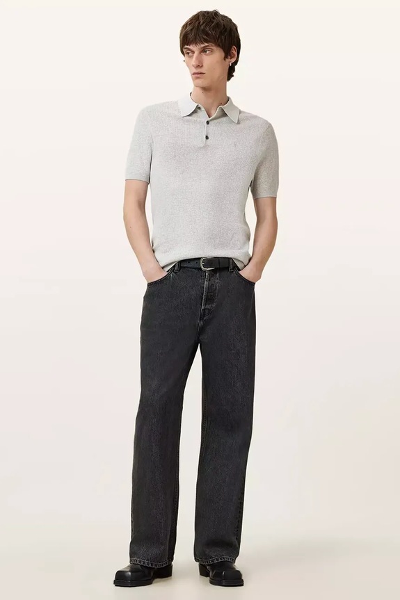 Ρούχα Βαμβακερό μπλουζάκι πόλο AllSaints AUBREY SS M020KA γκρί