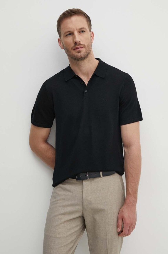 Μάλλινο πόλο Michael Kors κανονικό μαύρο CT460C47AP