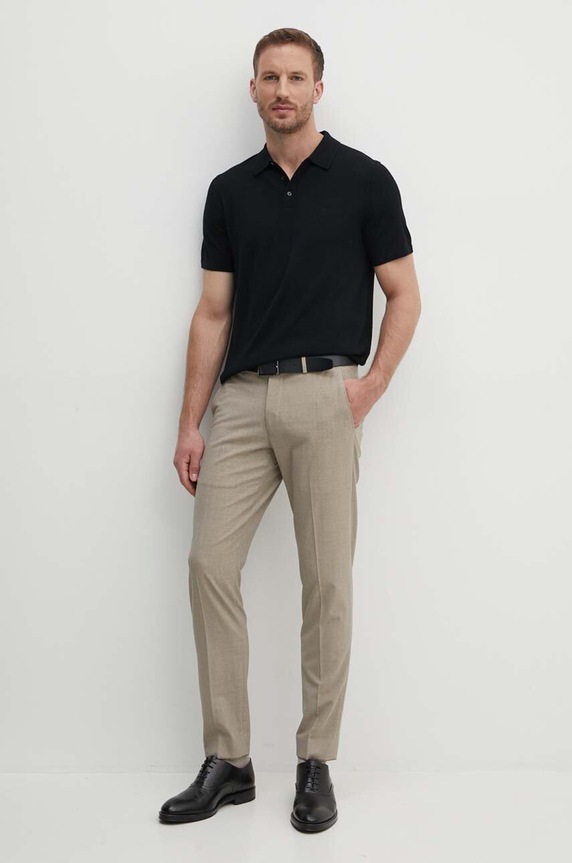 Μάλλινο πόλο Michael Kors CT460C47AP μαύρο AW24