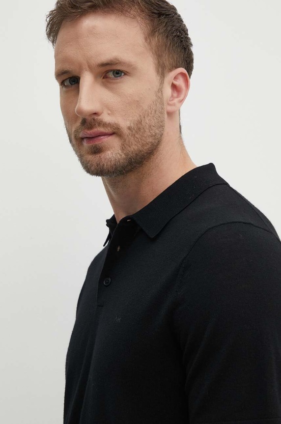 Μάλλινο πόλο Michael Kors μαύρο CT460C47AP