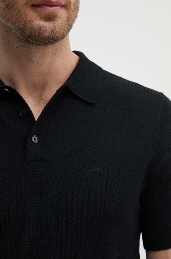 Μάλλινο πόλο Michael Kors CT460C47AP μαύρο