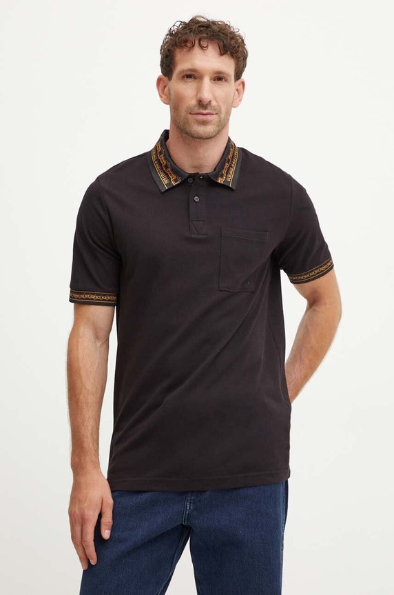 Versace Jeans Couture polo bawełniane regular czarny 77GAGT04.CJ01T
