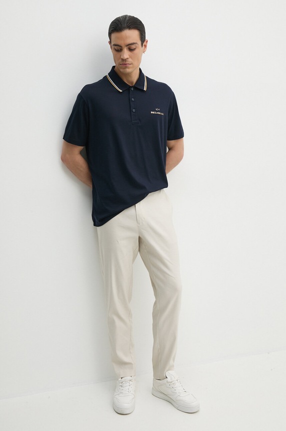 Bavlněné polo tričko Paul&Shark 14311713 námořnická modř AW24