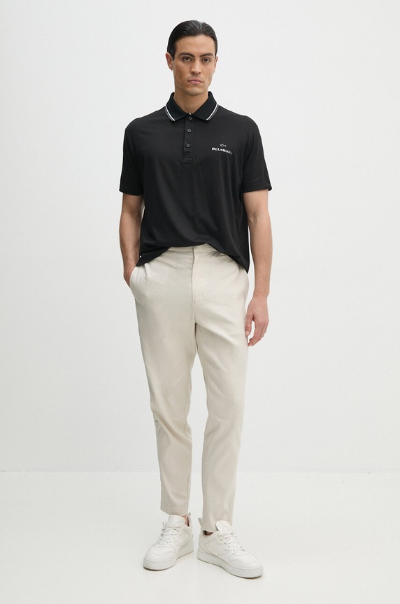 Bavlněné polo tričko Paul&Shark 14311713 černá AW24