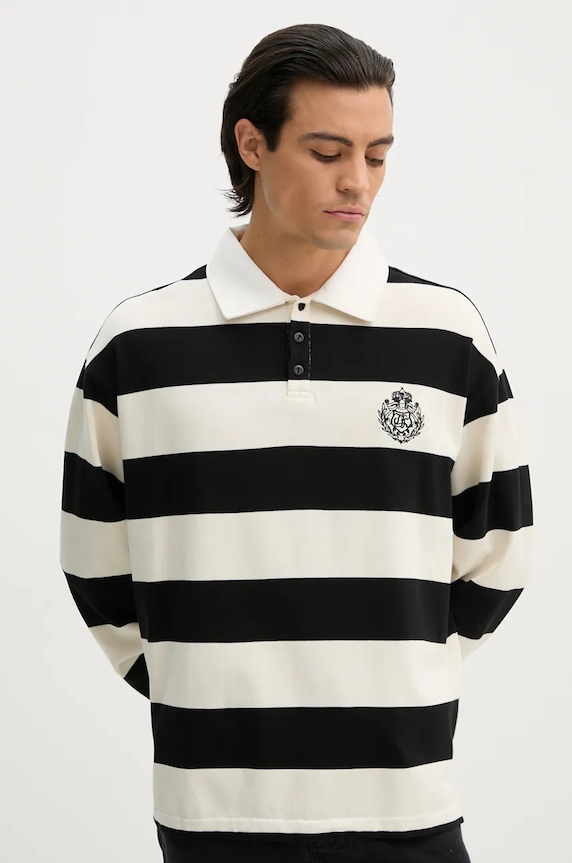 Βαμβακερή μπλούζα με μακριά μανίκια The Kooples βαμβάκι μαύρο HPOL29004K