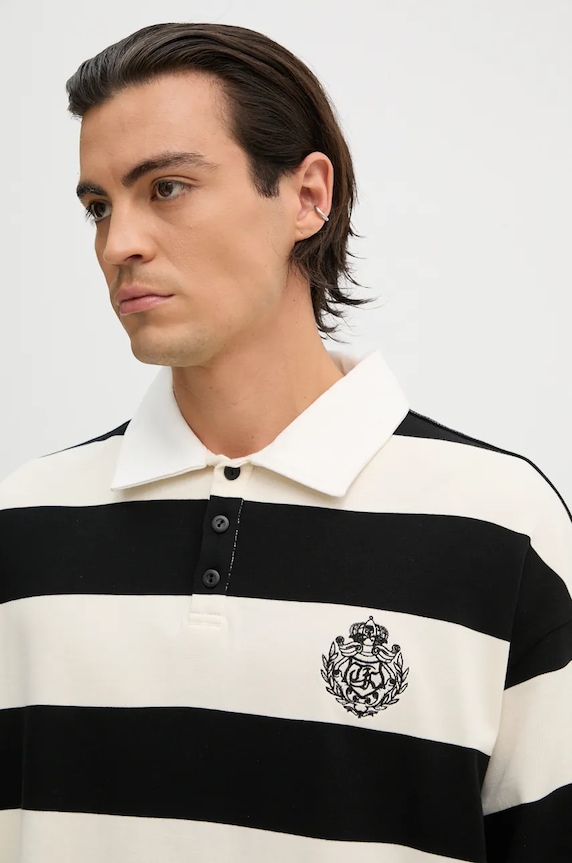 Βαμβακερή μπλούζα με μακριά μανίκια The Kooples μαύρο HPOL29004K