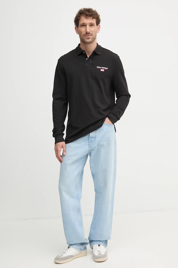 Polo Ralph Lauren longsleeve bawełniany 710961618 czarny AW24