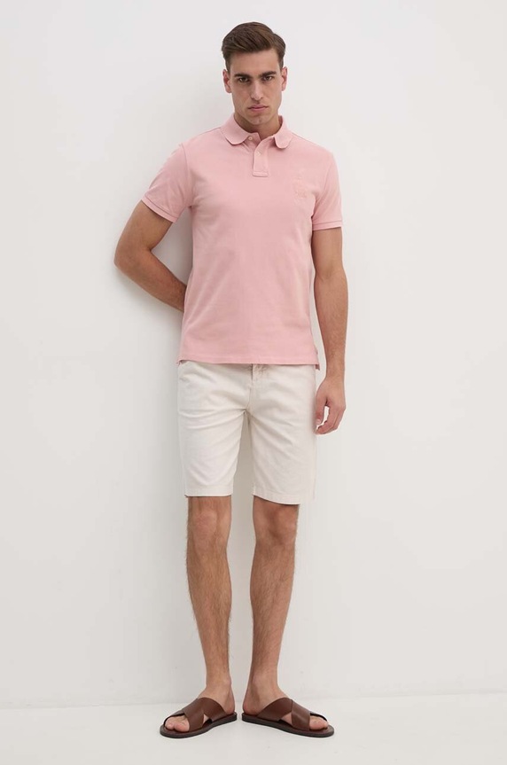 Pamučna polo majica Polo Ralph Lauren 710938137 roza SS25