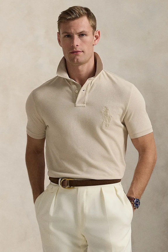 Polo Ralph Lauren polo bawełniane gładkie szary 710938137
