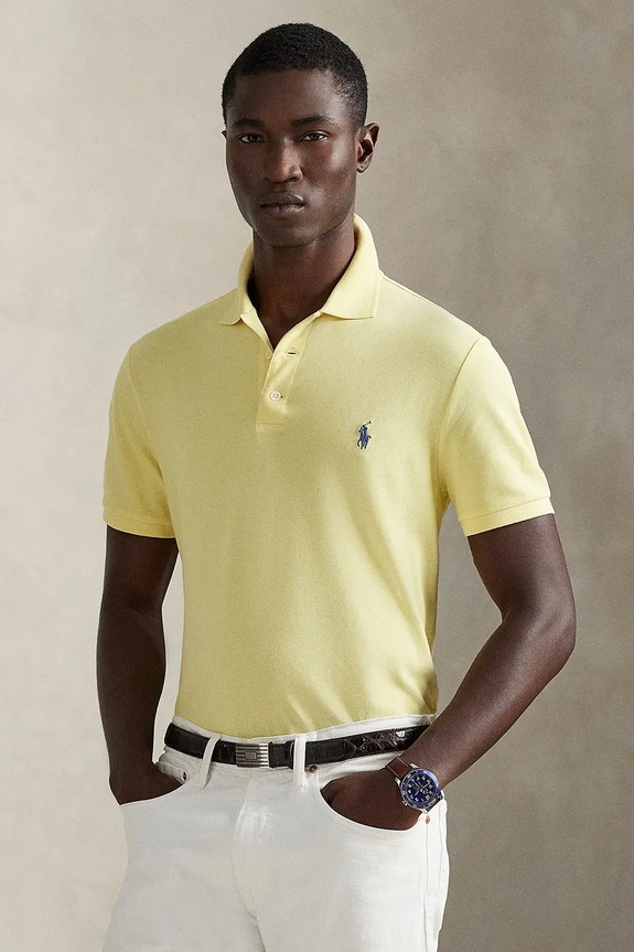 Polo Ralph Lauren Πόλο Ανδρικό βαμβάκι με ελαστάν slim κίτρινο 710941439