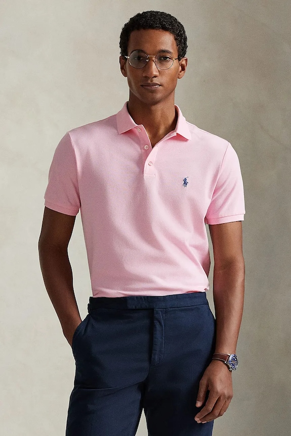 Polo Ralph Lauren Πόλο ανδρικό βαμβάκι με ελαστάν slim ροζ 710941439