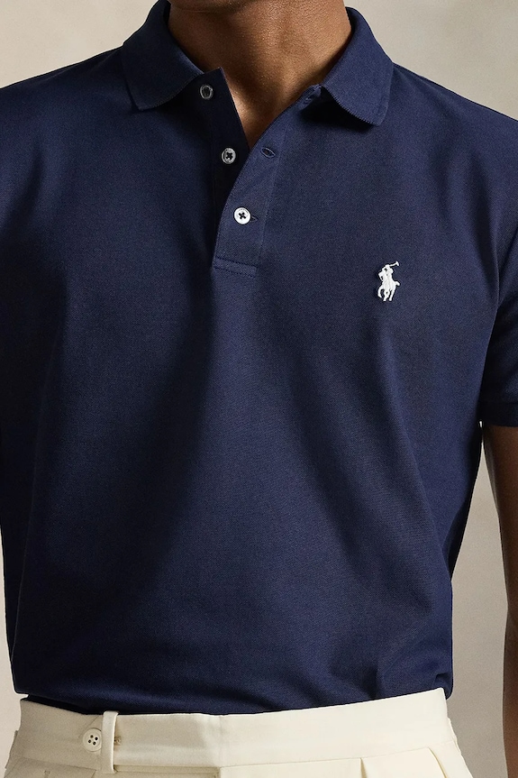 Ρούχα Polo Ralph Lauren πόλο ανδρικό από βαμβάκι με ελαστάν 710941439 σκούρο μπλε