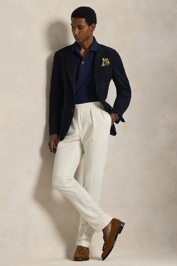 Polo Ralph Lauren πόλο ανδρικό από βαμβάκι με ελαστάν σκούρο μπλε 710941439