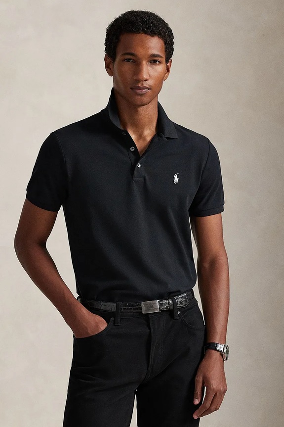 Polo Ralph Lauren πόλο ανδρικό βαμβάκι με ελαστάν slim μαύρο 710941439