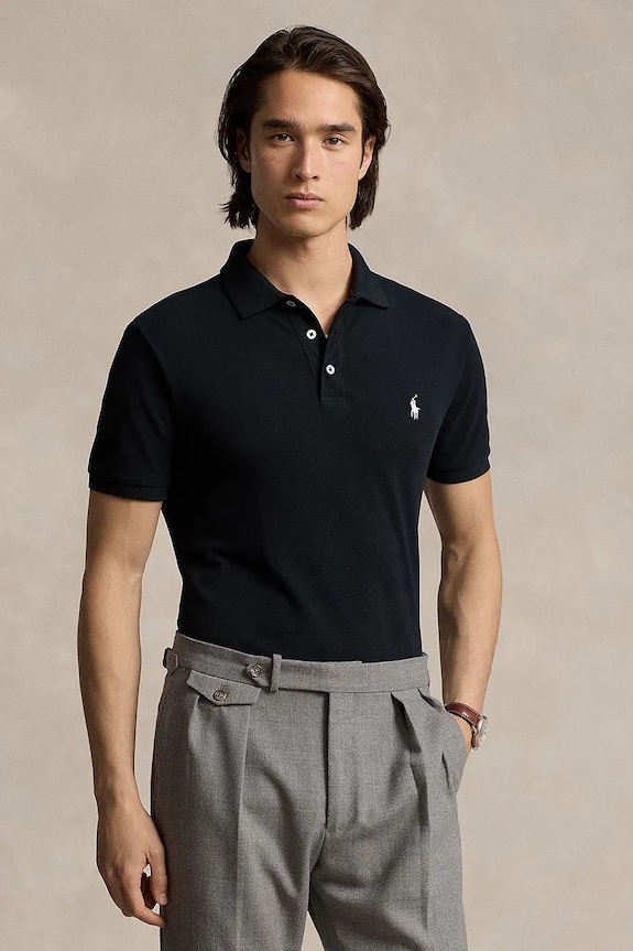 Polo Ralph Lauren polo shirt men's cotton with elastane with elastane black 710941439