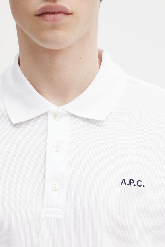 A.P.C. polo za muškarce od pamuka polo standard GOTS bijela COGWZ.H26342