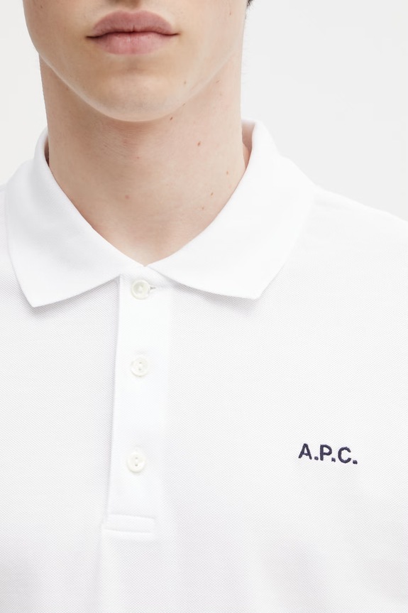 A.P.C. Polo standard GOTS in cotone da uomo bianco COGWZ.H26342