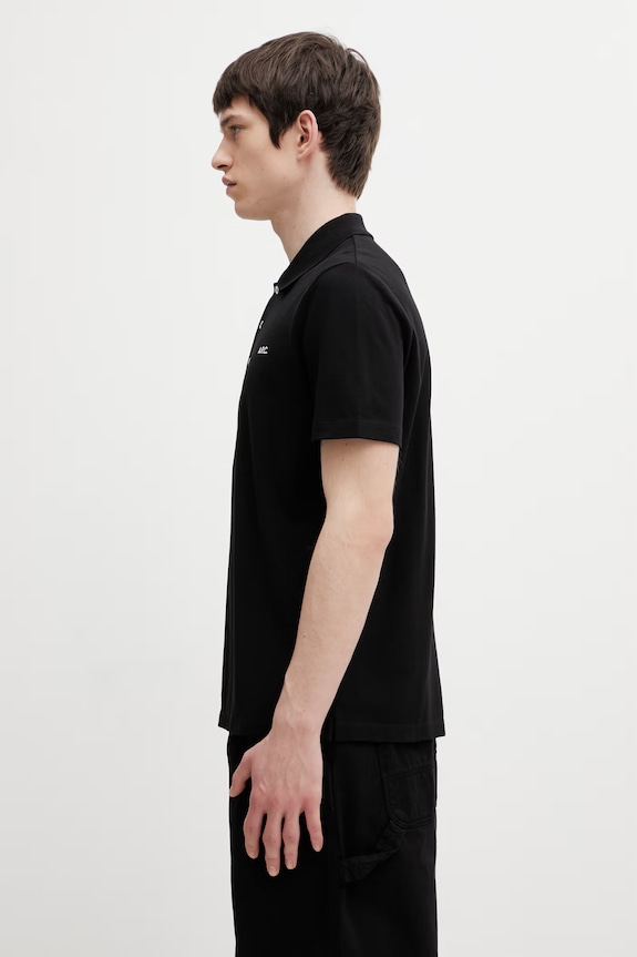 A.P.C. polo za muškarce od pamuka GOTS standard COGWZ.H26342 crna SS26