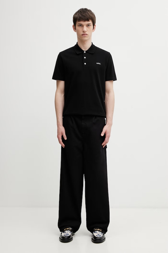 A.P.C. polo za muškarce od pamuka GOTS standard COGWZ.H26342 crna