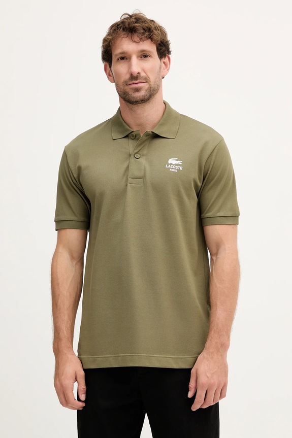 Lacoste polo bawełniane nadruk zielony PH2723