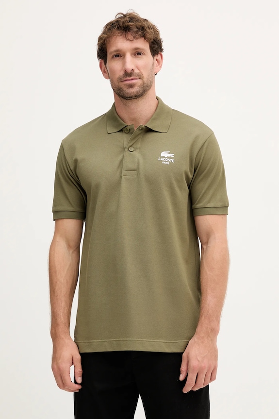 Lacoste polo bawełniane nadruk zielony PH2723
