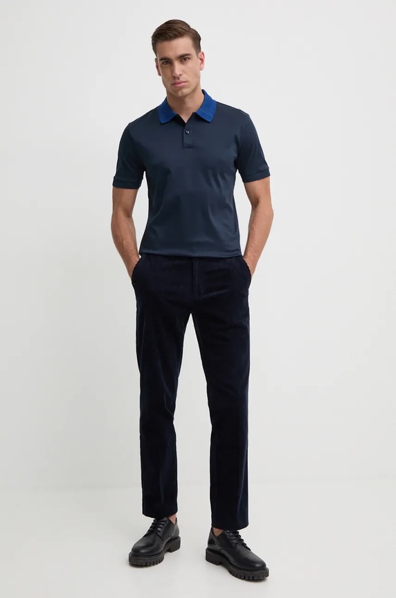 Bavlněné polo tričko BOSS 50521127 námořnická modř AW24