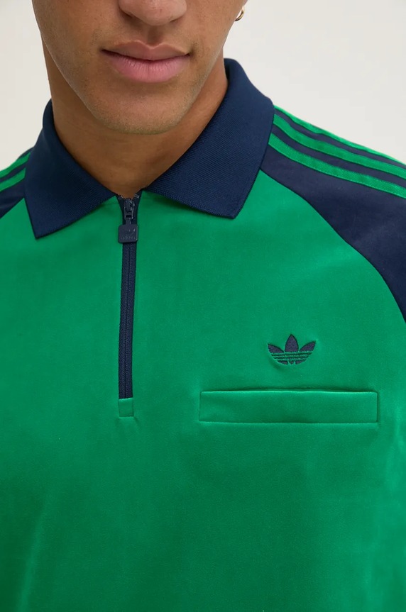 Dukserica od velura adidas Originals Velour Polo JN5981 zelena
