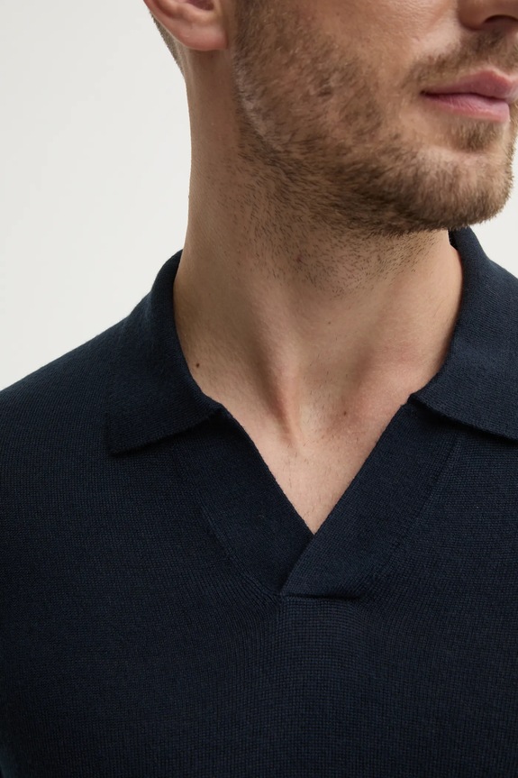 Sisley sweter wełniany 11BAS300J granatowy