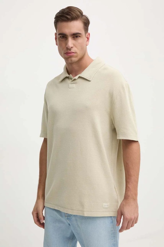 Calvin Klein Jeans polo de bumbac relaxed bej J30J326688