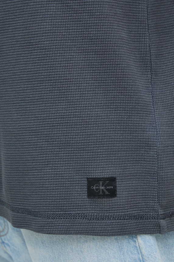 Памучна тениска с яка Calvin Klein Jeans J30J326688 сив