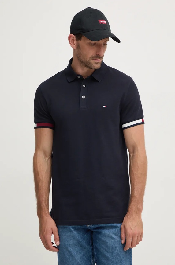 Polo tričko Tommy Hilfiger nášivka námořnická modř MW0MW33156