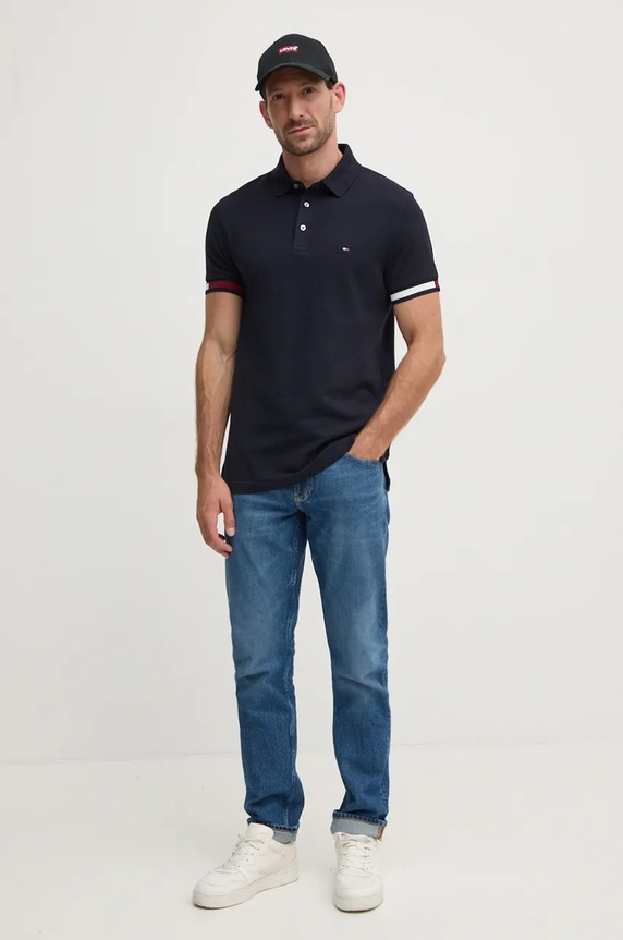 Polo tričko Tommy Hilfiger MW0MW33156 námořnická modř AW24