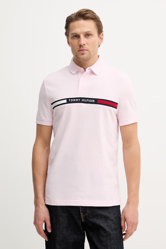 Polo tričko Tommy Hilfiger nášivka ružová MW0MW38130