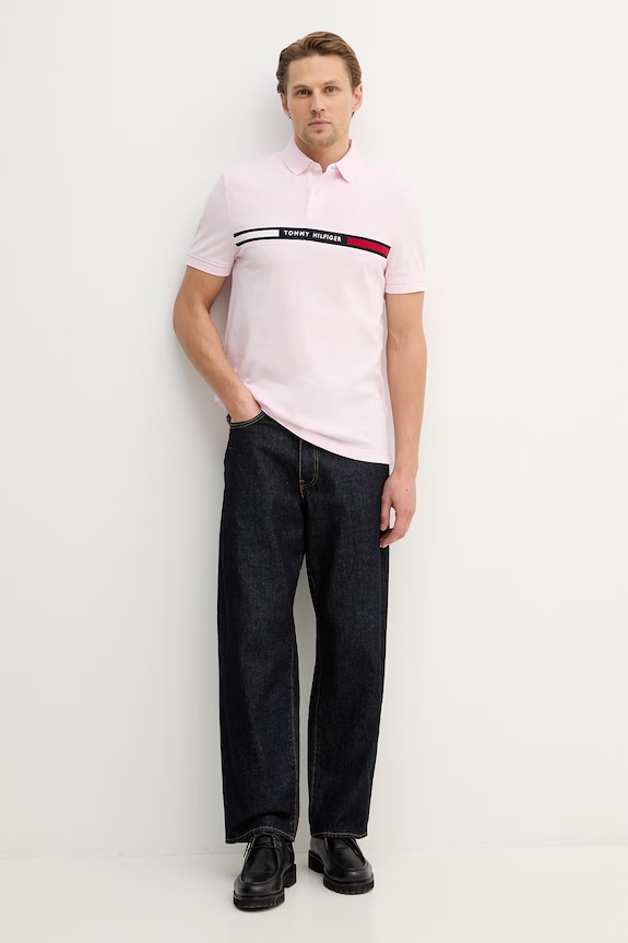 Polo tričko Tommy Hilfiger MW0MW38130 ružová SS26