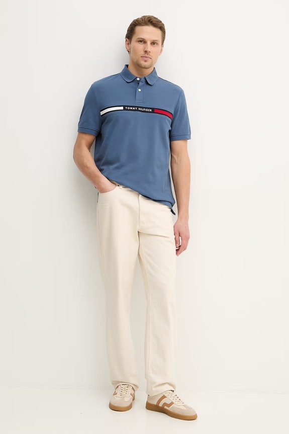 Polo tričko Tommy Hilfiger MW0MW38130 modrá SS26